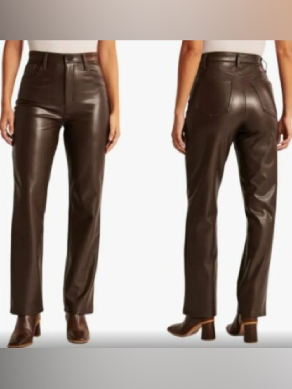 NWT 🤎 Abercrombie & Fitch The 90s Straight Ultra High Rise Vegan Leather Pants
